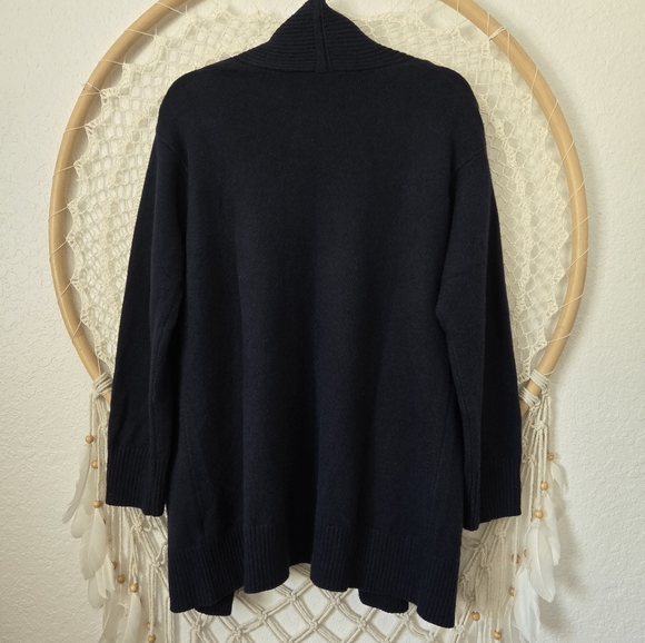 Banana Republc Wool Blend Navy Open Front Preppy Oversized Cardigan Sweater S - Picture 2 of 8